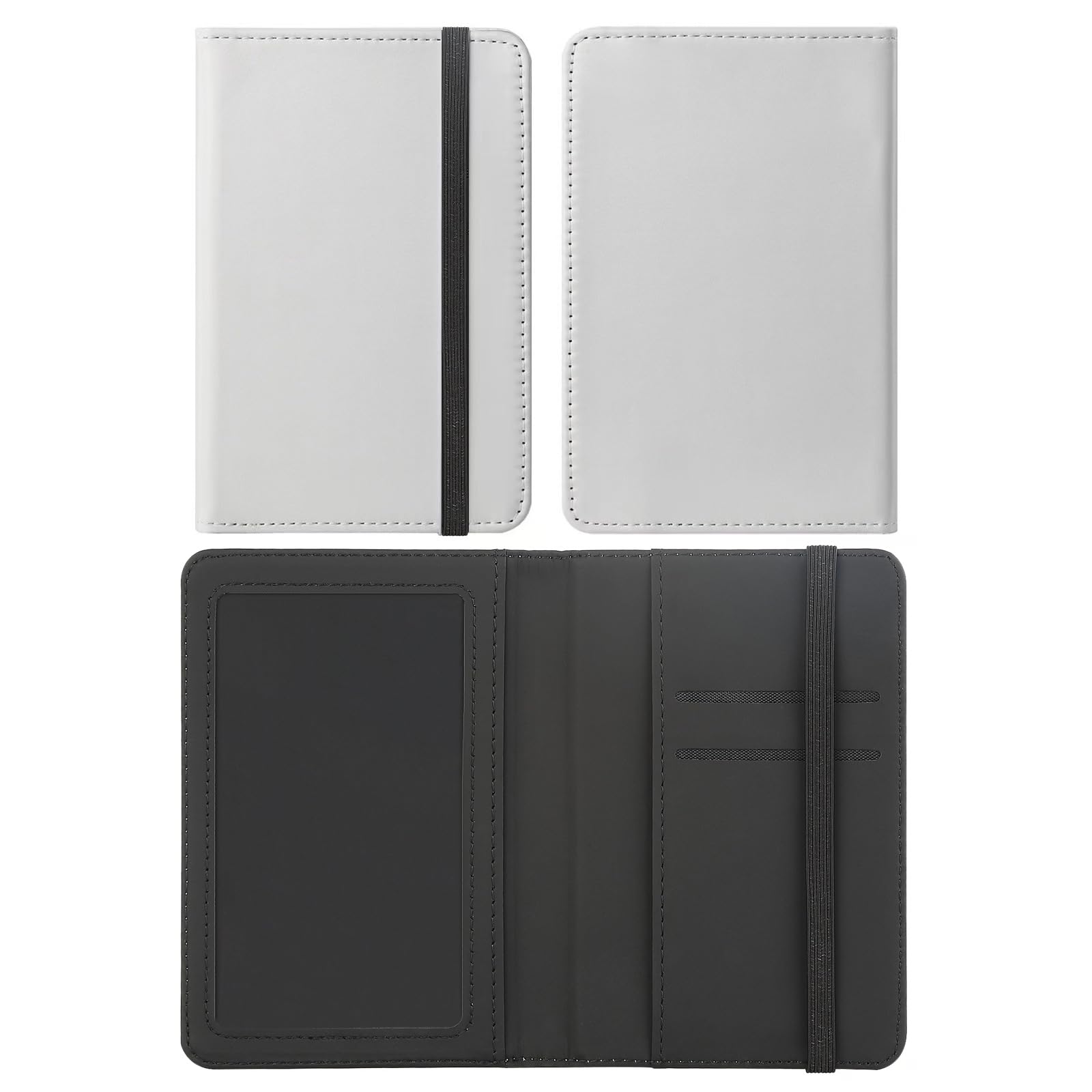 10 pieces DIY Sublimation Blank Passport Holder Covers, Black PU Leather Travel Passports Book Holder Wallet Cover DIY Heat Transfer Print for