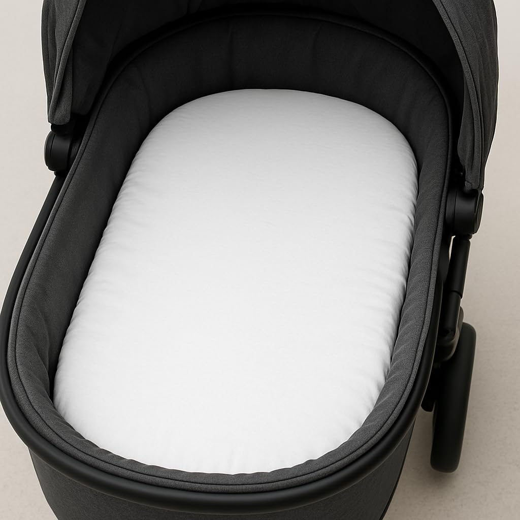 Callowesse 2 Pack Pram/Carrycot Fitted Sheets 40x80cm – Organic Cotton with Elasticated Edges for Secure Fit. White — image 1