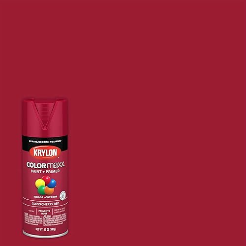 Miniatura 2 de Krylon K05511007 COLORmaxx - Pintura y base en aerosol para uso en interiores y exteriores, color rojo cereza brillante, 12 onzas (paquete de 1)