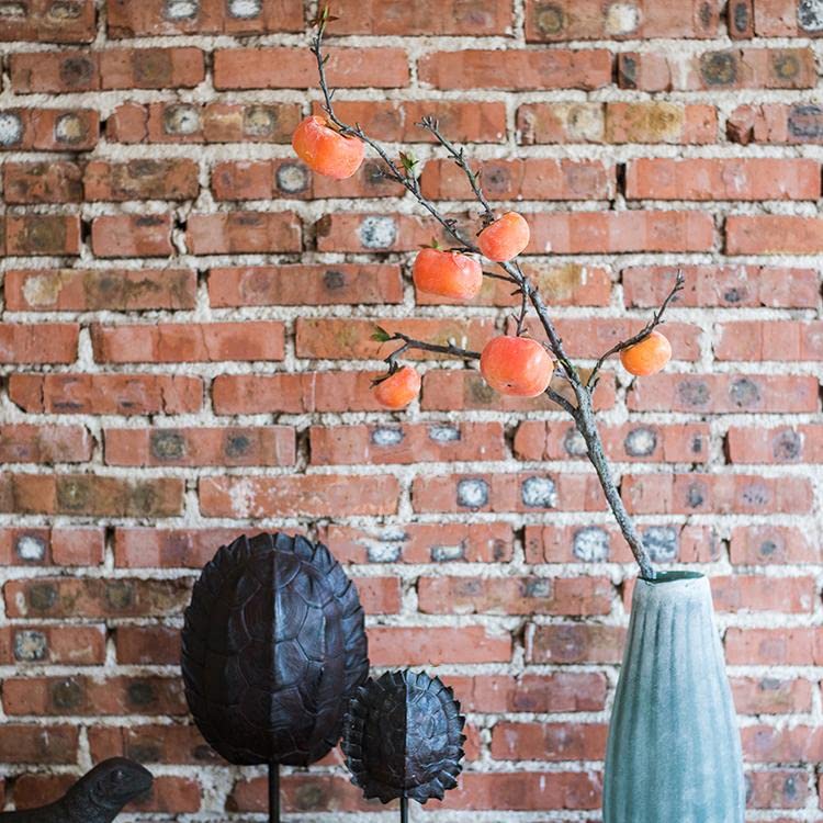 Rustic Reach Lifelike Artificial Persimmon Fruit Branches | Decorative Fake Plant Twig Stem with Artificial Fruit | Indoor Home Decor Fake Tree Branch - 43" Tall (1 Stem)