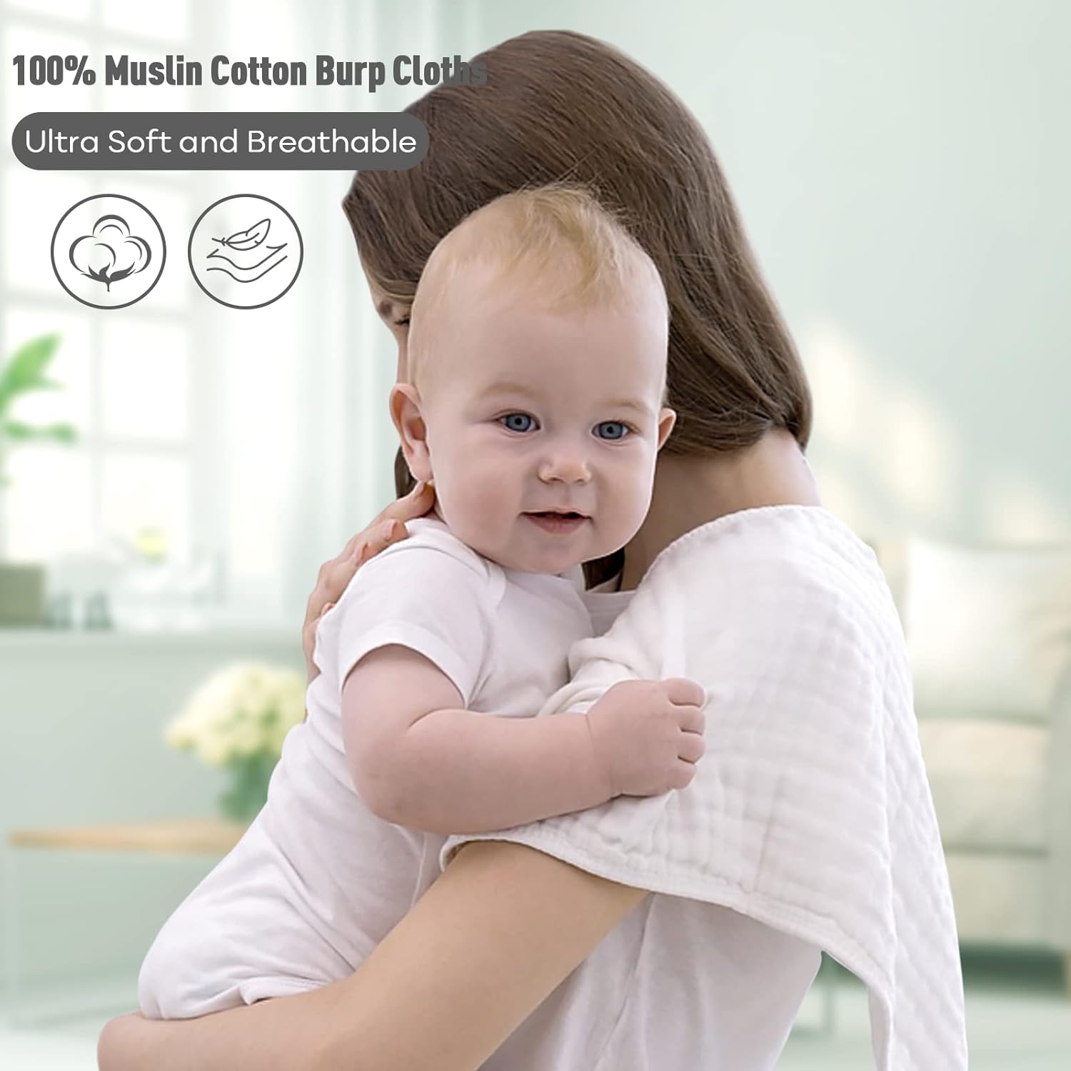 Yoofoss Muslin Burp Cloths for Baby 10 Pack 100% Cotton Baby Washcloths for Boys Girls Large 20''X10'' Super Soft and Absorbent Gradient Grey - Image 2