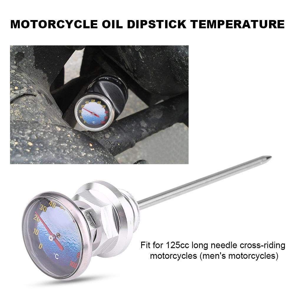 Jauge d'huile de moto et jauge de température d'huile en alliage d'aluminium EVGATSAUTO pour moto Motocross(argent)