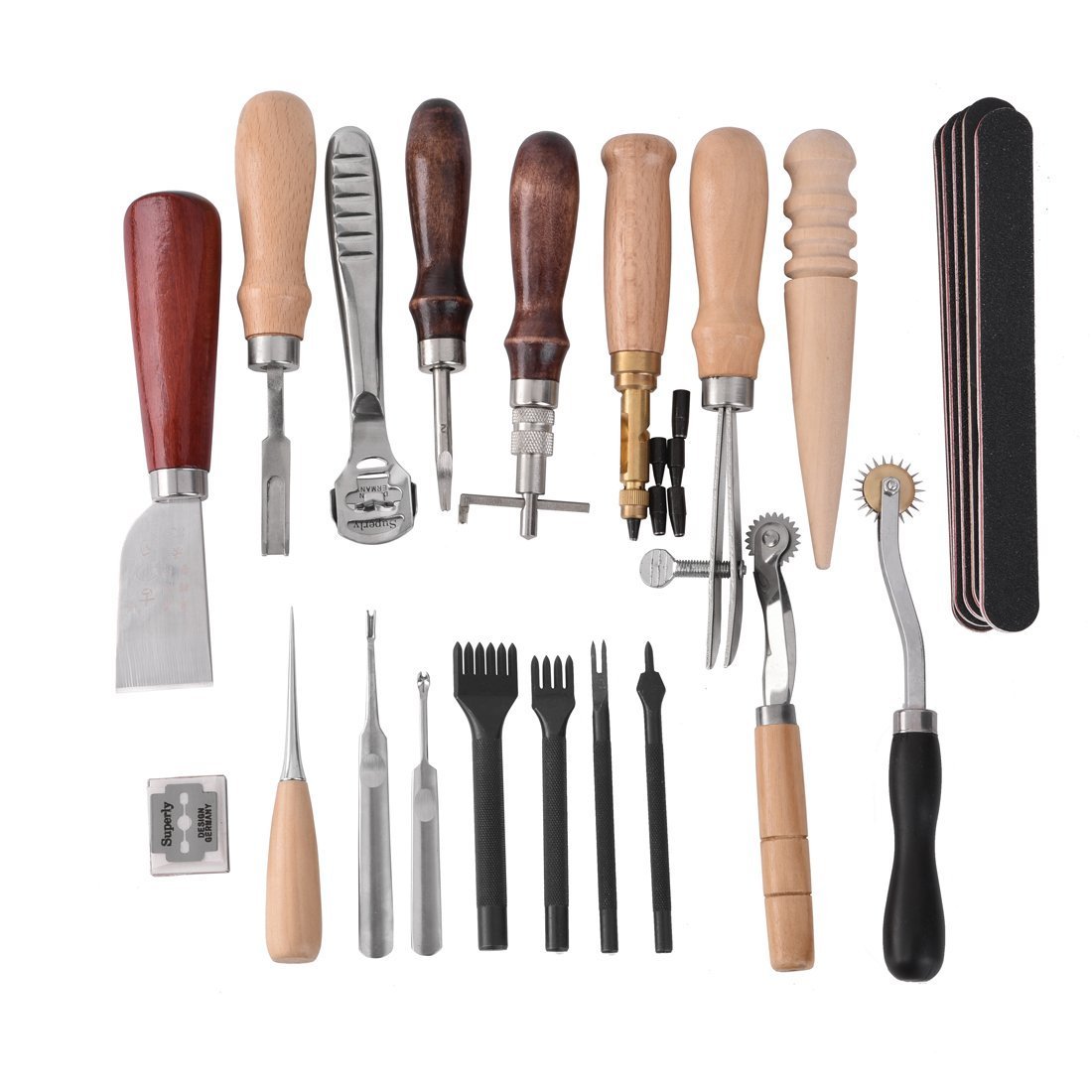 Lot de 18 Cuir Carft Punch outils kit couture Carving travail Couture Selle rainure