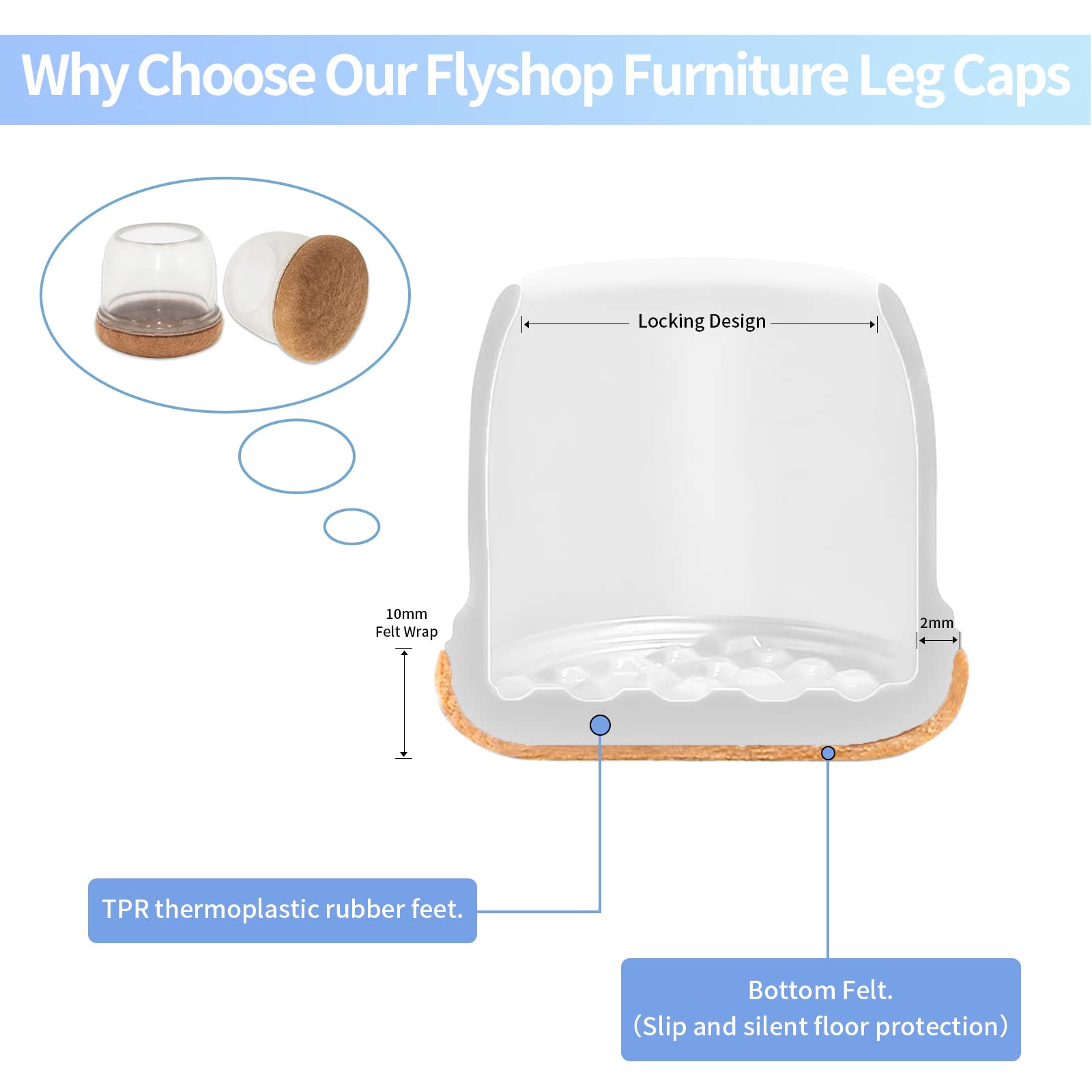 Flyshop 1 Pulgada, 25mm Transparente Muebles Pad Deslizamiento con Mesa de Fieltro Protector de Piso Redondo 24PCS