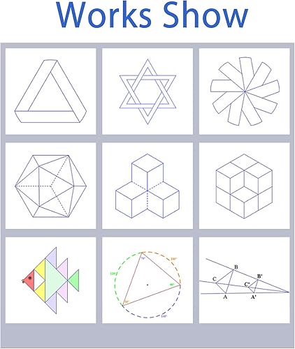 Miniatura 6 de Juego de reglas geométricas multifuncionales, regla de dibujo de matemáticas, plantilla de dibujo geométrico, herramienta de medición, reglas de