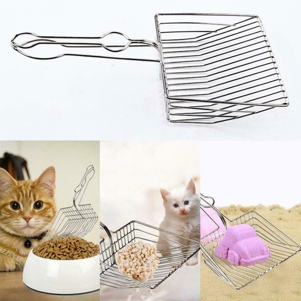 Cat Litter Scoop, Durable Metal Pet Kitty Kitten Sifter Heavy Duty with Long Handle Pet Kitty Dog Pooper Scooper, Easily Clean Litter Box.