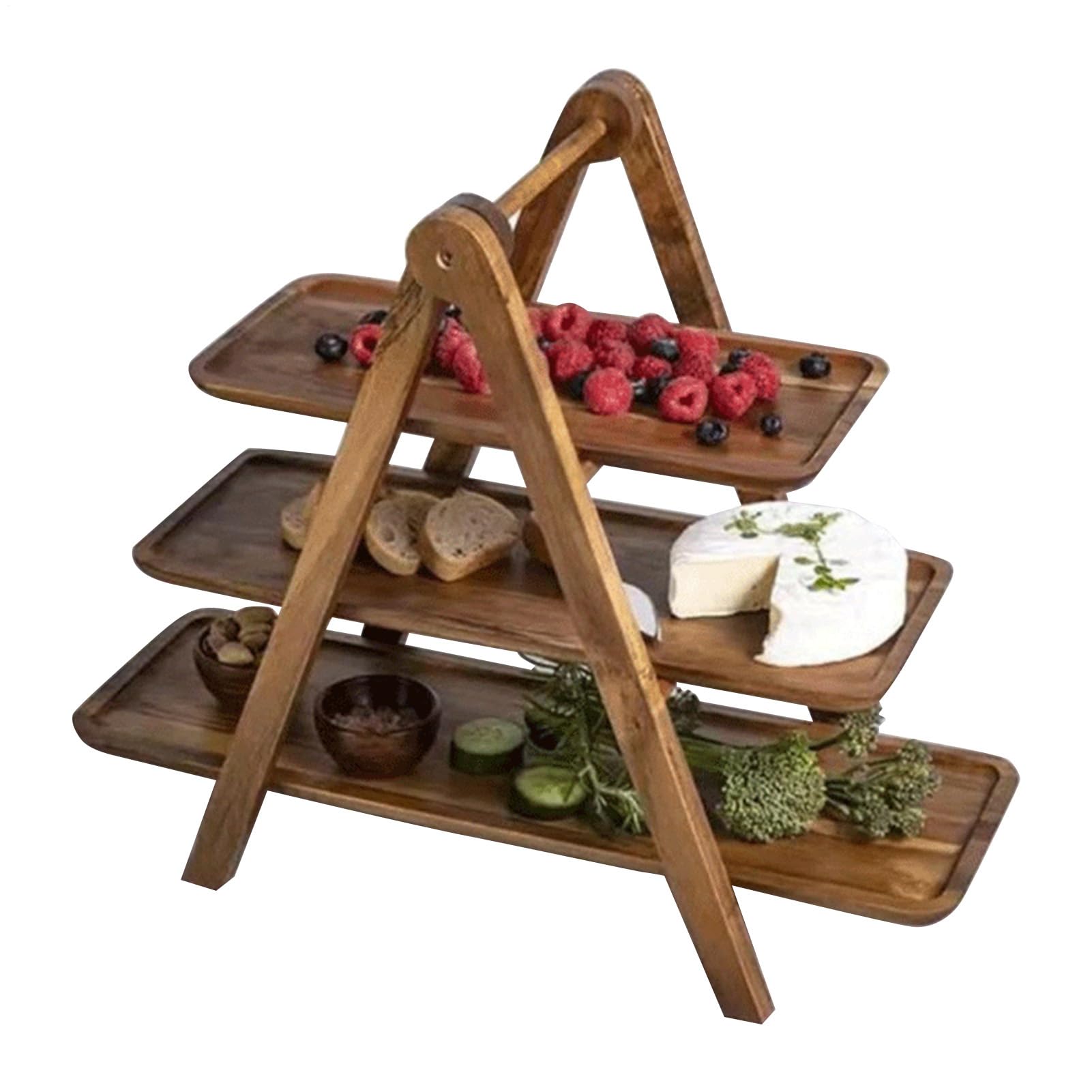 Soporte para Cupcakes de 3 Niveles Bandeja Rectangular De Madera De Triple | Bandeja para Servir de Madera Desmontable Para , Fruta, Postre, Mesa, Pastel, Aperitivo, Pastelería, Boda, Bar, C