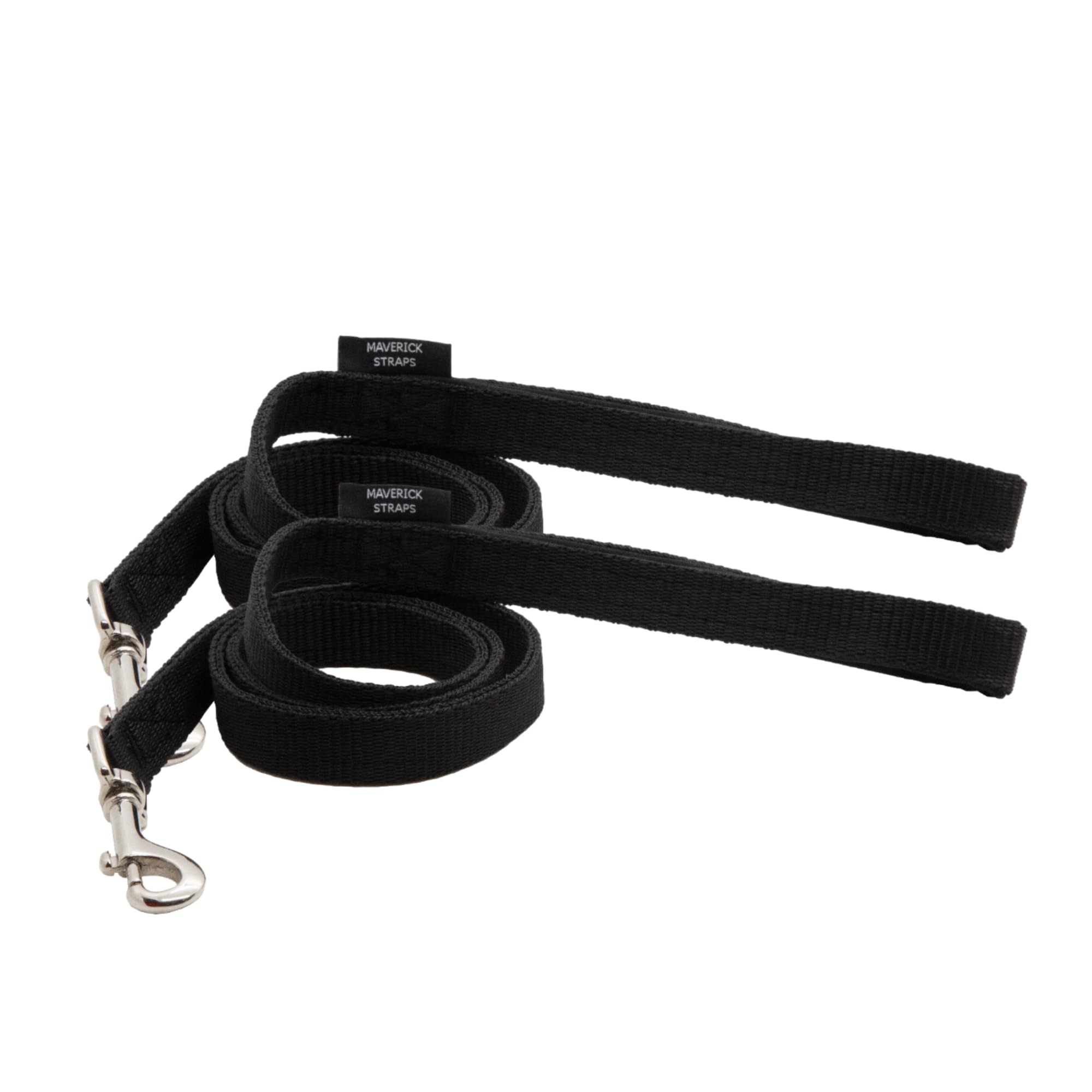 MAVERICK STRAPS Heavy Duty Polypropylene Dog Leashes - Black | Strong Hook and Soft Padded Handle Long Dog Leash | Leash for Medium and Large Dogs | 4 Feet, 15 mm Width (Set of 2)