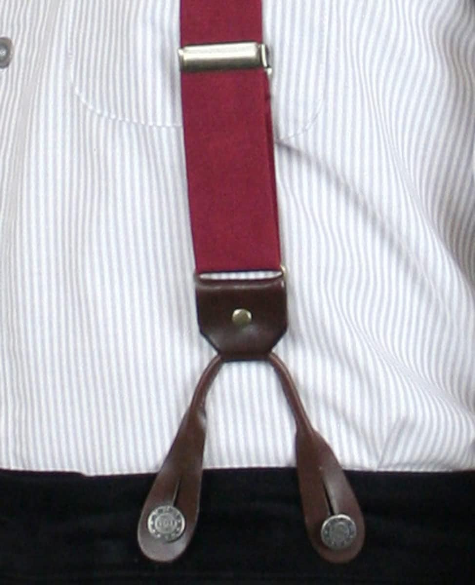 Historical Emporium Men's Elastic 1.5 Inch Y-Back Button End Suspender, Victorian Western Adjustable Braces
