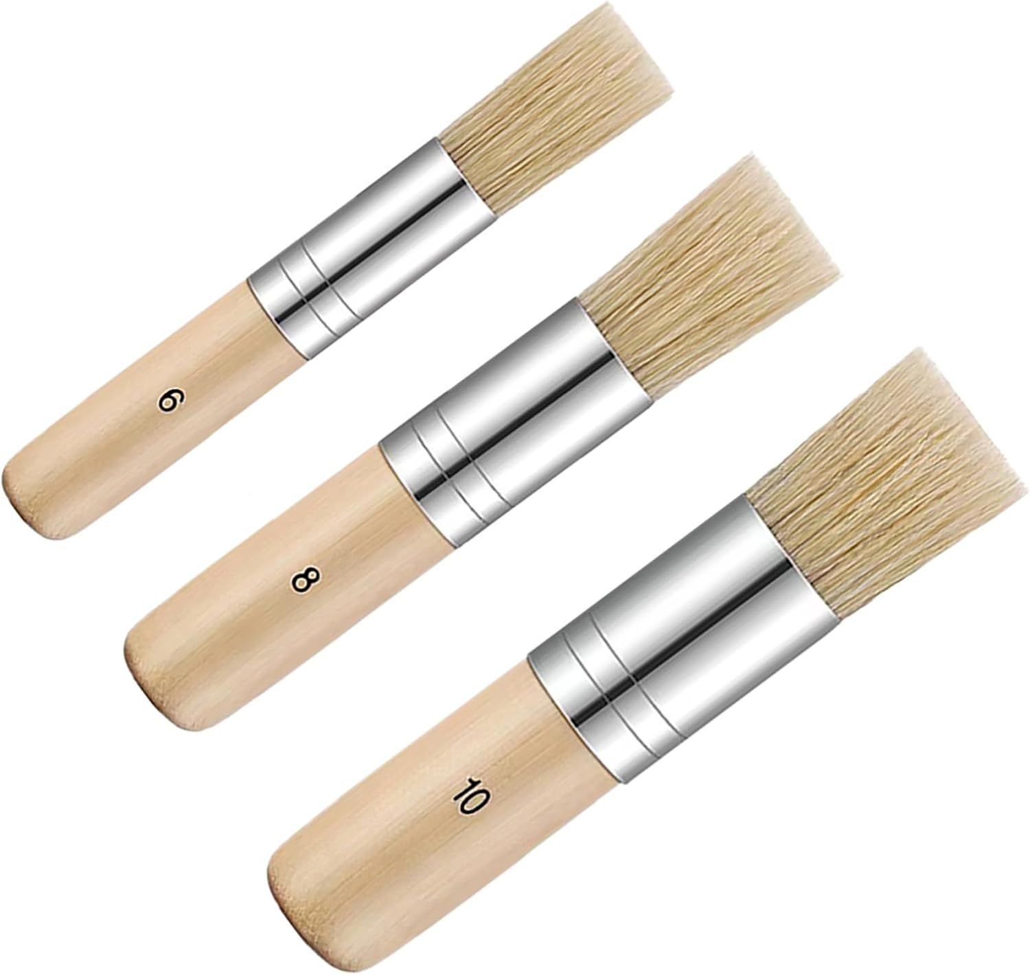3 Pcs Wooden Stencil Brush Natural Bristle Paint Brushes Strokes Bristle Paint Brush Use for Acrylic Painting Painting Stencil Oil Painting DIY Art Crafts Paint Brush
