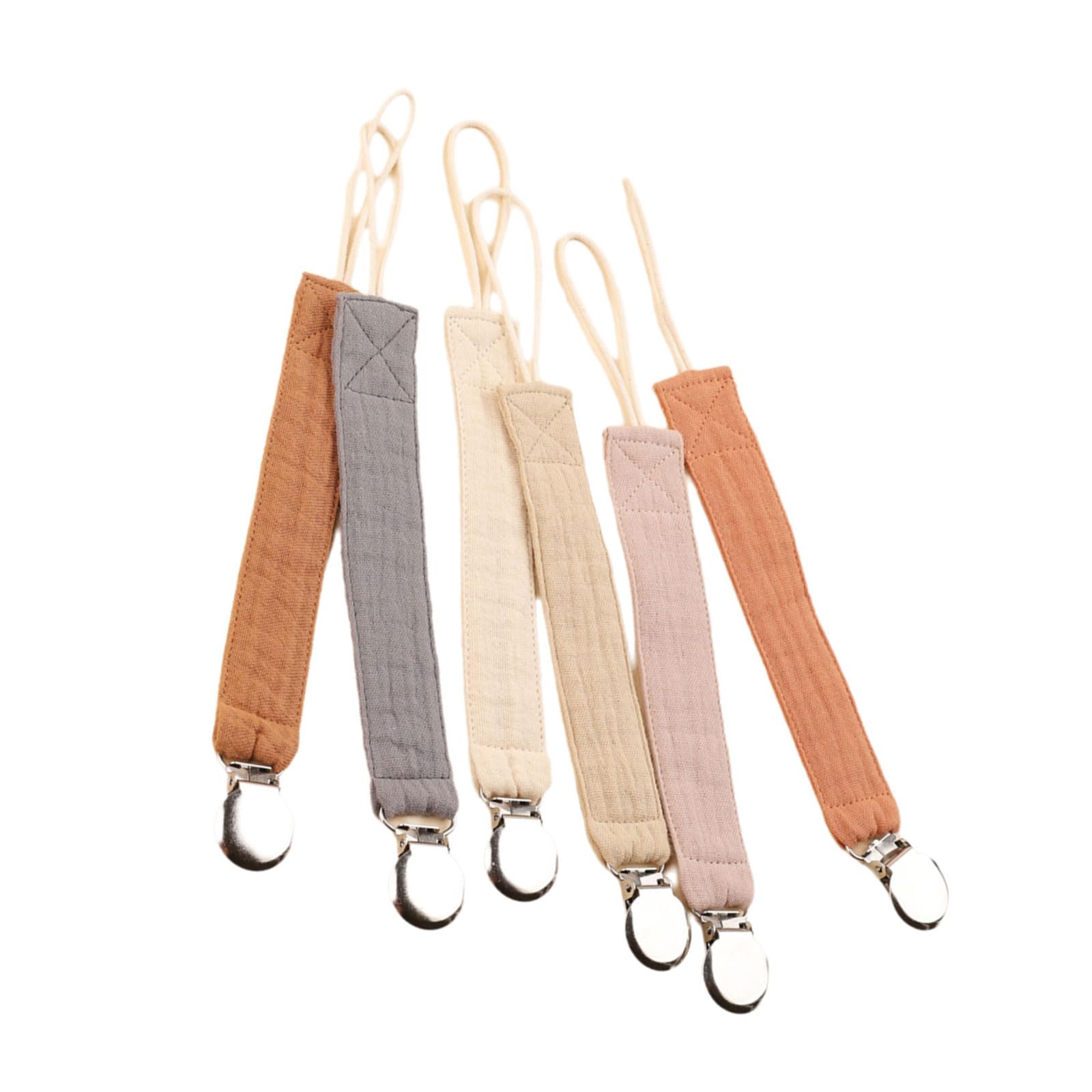 6Pcs Baby Clip Cotton Teether Strap Baby Clip Holder Chain Supply Holder Ribbon