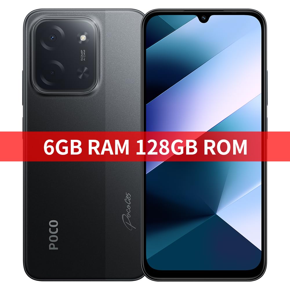 XIAOMI Poco C85 NFC Smartphone 4G 6GB+128GB, Negro, Carga Rápida