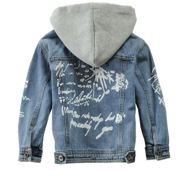 Kids Denim Jackets Hooded Stylish Jean Jacket Casual Jean Coat Tops2
