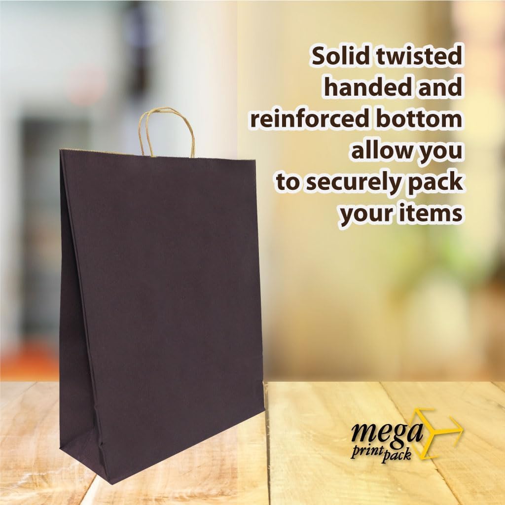 100-Pack Kraft Paper Gift Bags with Twisted Handles – Durable, Recyclable Shopping Bags for Retail, Parties, Weddings, Birthdays & Small Business Packaging - Red, Green, Blue, Purple. (Purple, 19.7” x 17.7” x 4.7")
