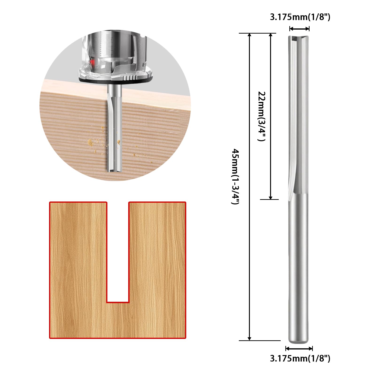 2 Flute Straight Router Bit, 1/8 Inch Shank - Image 2