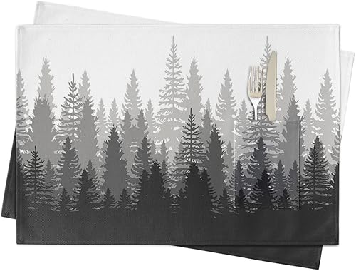 Miniatura 7 de Vintage Forest Grey Table Placemats for Dining Table Set of 4,Cotton Linen Cloth Kitchen Place Mats with Pocket,Washable SquareRectangleRoundOblong
