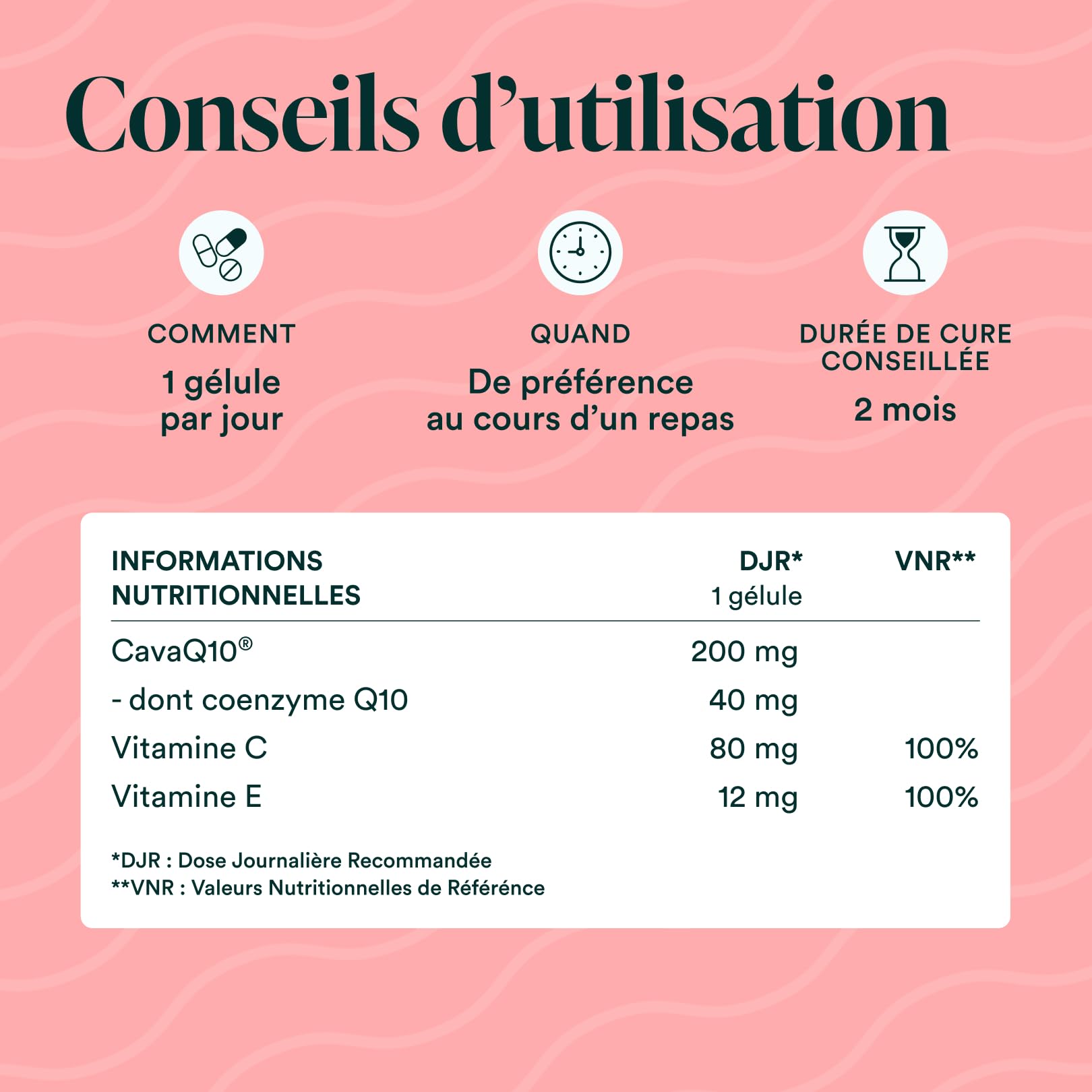 NOVOMA Coenzyme Q10, Énergie Cellulaire et Antioxydant, avec CAVAQ10® Haute Biodisponibilité, Vitamines C et E, Cure de 2 mois, 60 Gélules, Fabriqué en France