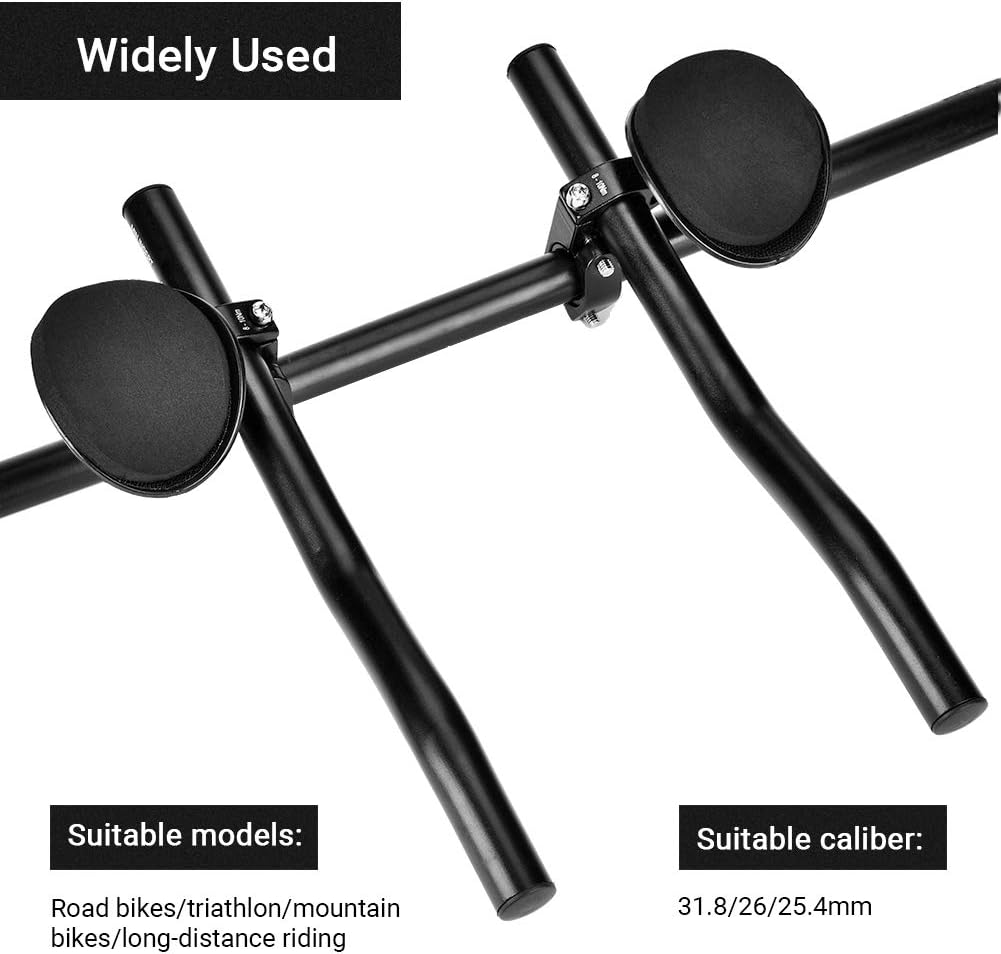 Bike Rest Handlebar, Bike Aero-Bar for Road Bike Mountain Bike, Aluminum Alloy Bicycle Handlebar Arm Rest Clip Split Vice Cycling TT Handlebar