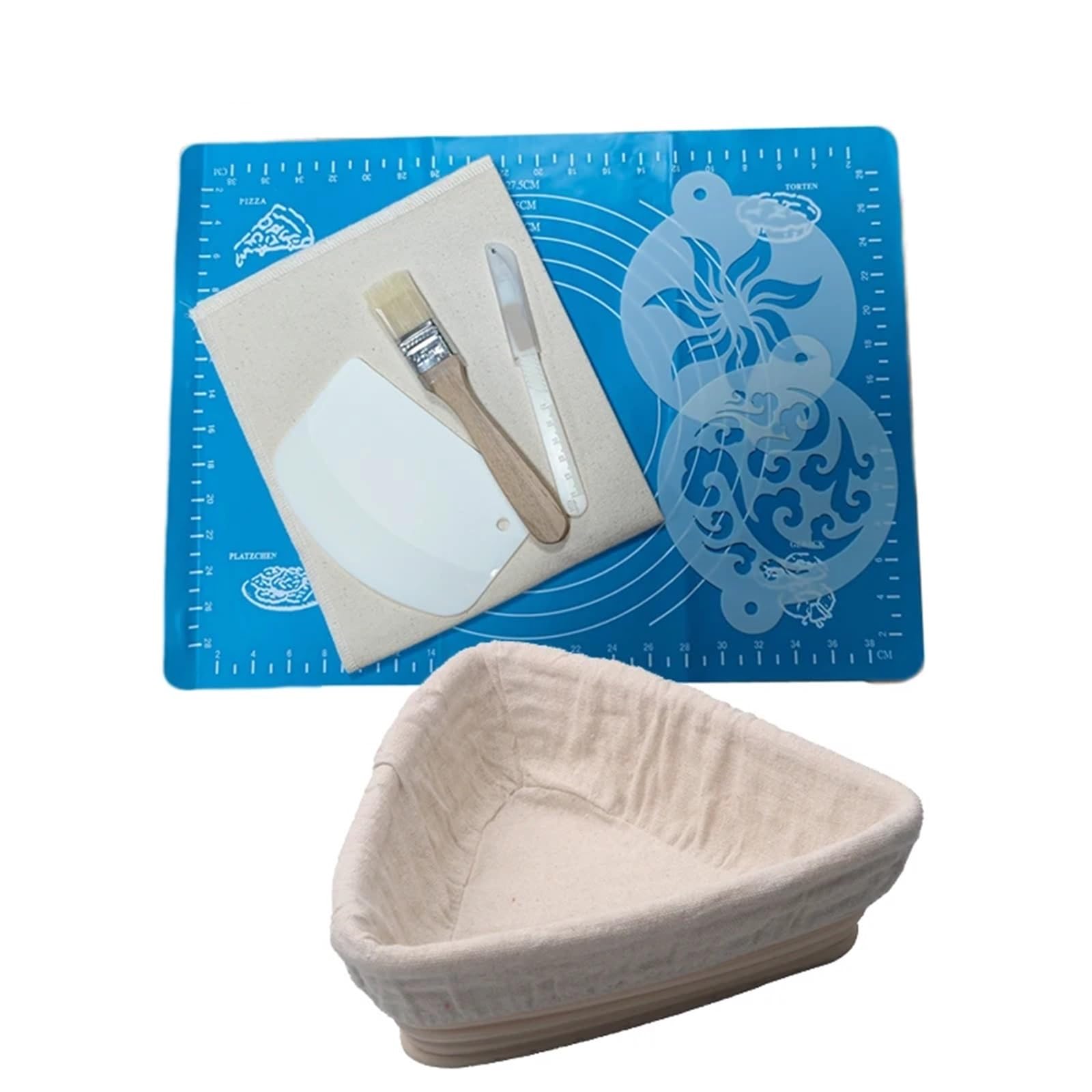 Cestino Per La Lievitazione Del Pane Cestino in rattan naturale con set di copertura in lino Cestino for la prova del pane Strumenti for la cottura a lievitazione naturale Per Cuocere Il Pane(Triangle