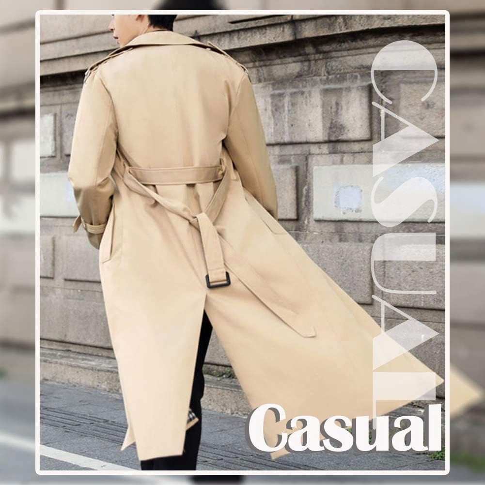 Pantete Man's Double Breasted Trench Coat Oversized Casual windbreaker Lapel Long Jacket Overcoat