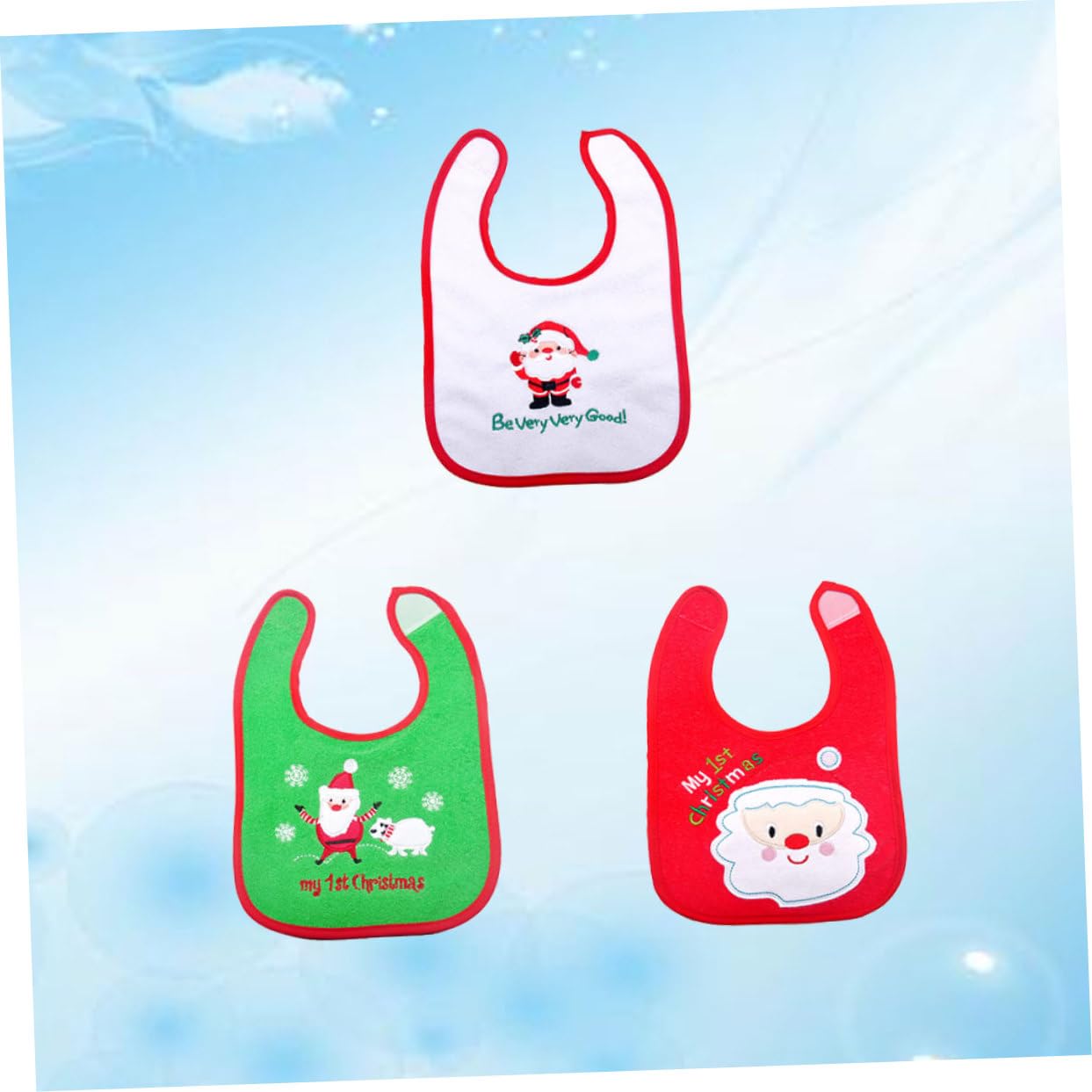 Abaodam 9piezas Baberos De Diseño Navideño De Santa Claus Bolsillo Recolector y Divertido Alimentación Dentición
