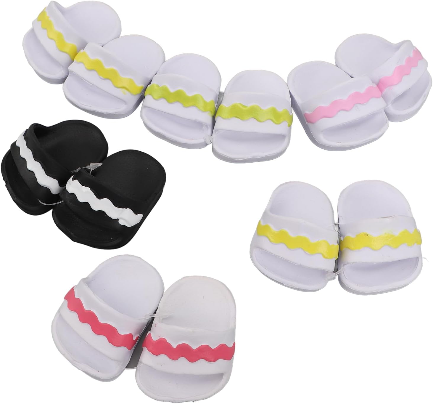 Jonlaki 6 Pairs of Cute Silicone Doll Slippers Soft Summer Shoes with Stylish Designs for Kids Doll Dress-Up Play