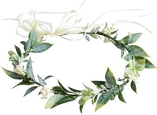 DDazzling Green Leaf Floral Crown Eucalyptus Flower Women Girls Headband Flower Headpiece Bridal Halo Photo Prop (Green)