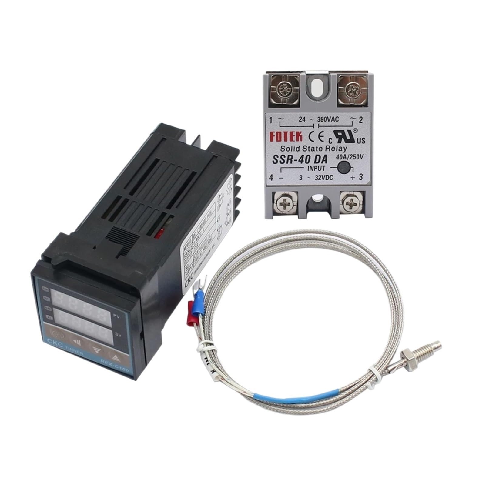Contrôleur de température PID REX-C100 avec kit relais SSR 40A et sonde K