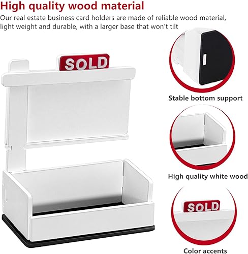Miniatura 4 de Estante de exhibición de tarjetas de visita, soporte para tarjetas de visita de bienes raíces, soporte de madera para suministros de agente