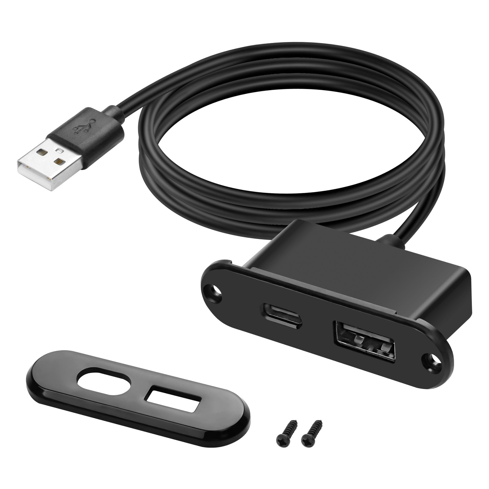 XMSJSIY Gniazdo zasilania biurkowego USB C, 5 V/2 A, USB typu A, typ C, wbudowany port ładowania, telefon, ładowarka biurkowa, stacja na sofę, stół, stolik nocny, stół warsztatowy, biuro, dom, 1,2 m
