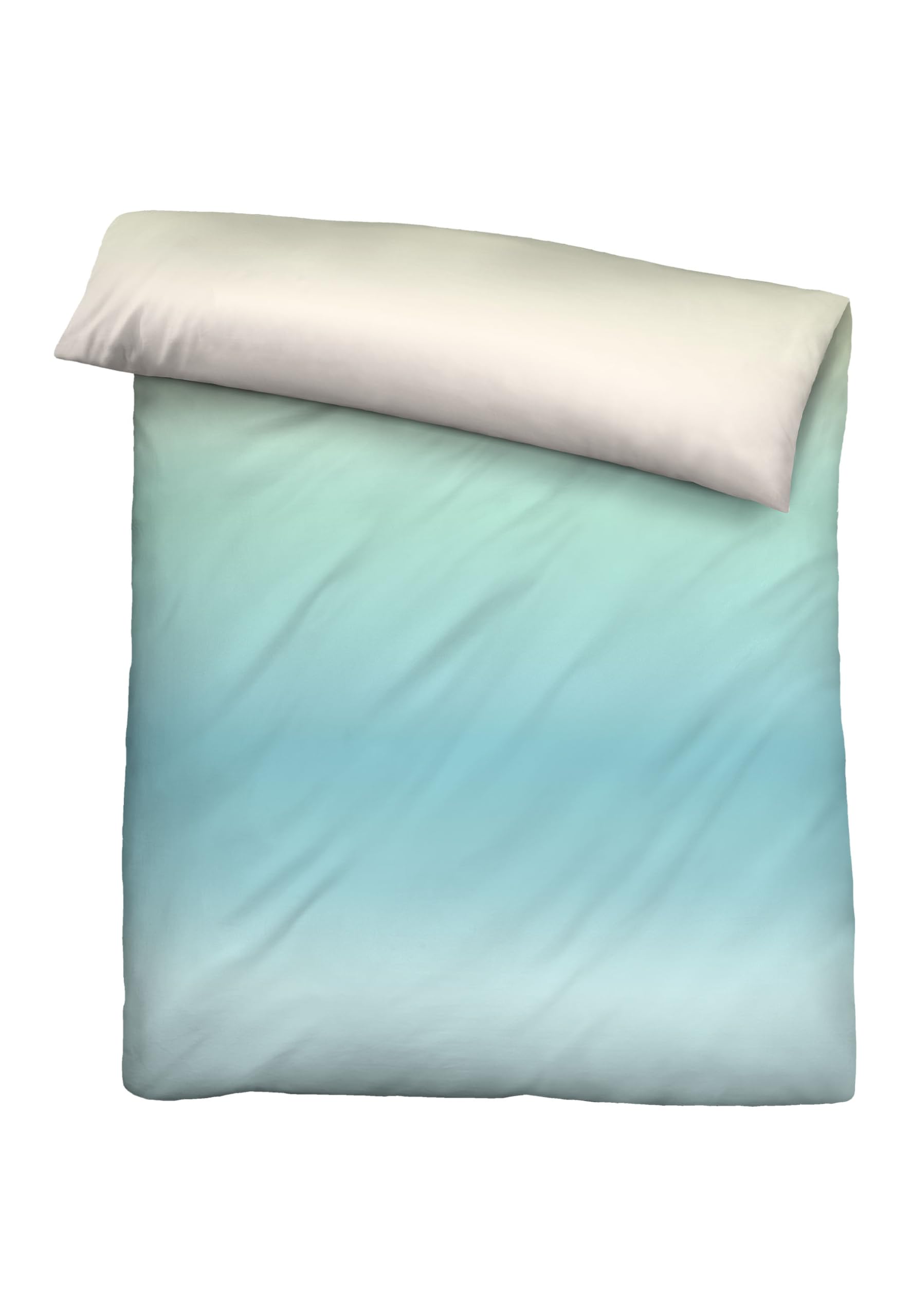 biberna Bettwäsche Seersucker 0025006 Farbverlauf 1x 135x200 cm + 1x 80x80 cm, Aqua
