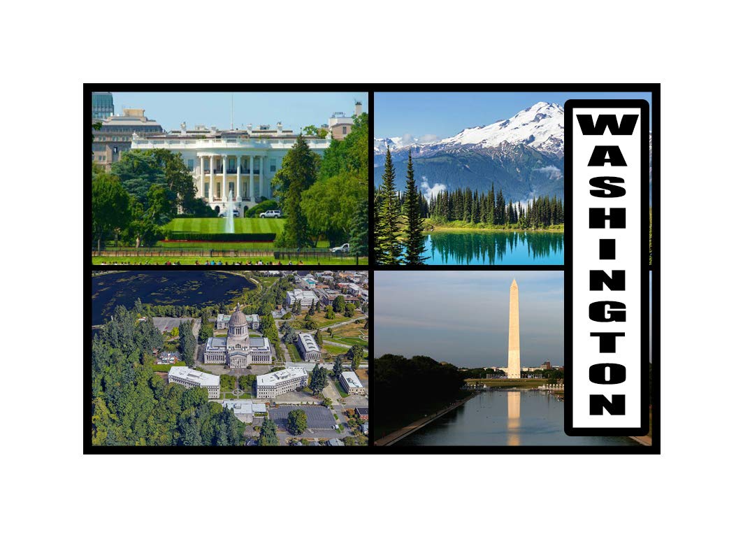 Millhouse Prints White Washington D.c - Usa - Post Card Style Fridge Magnet - Large Size (7Cm X 4.5Cm) - Gift Idea - Tourism