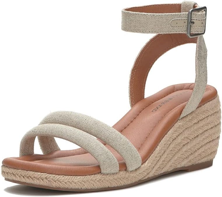 Lucky Brand Women's Nasli Espadrille Wedge Sandal, Natural/Platinum, 5.5