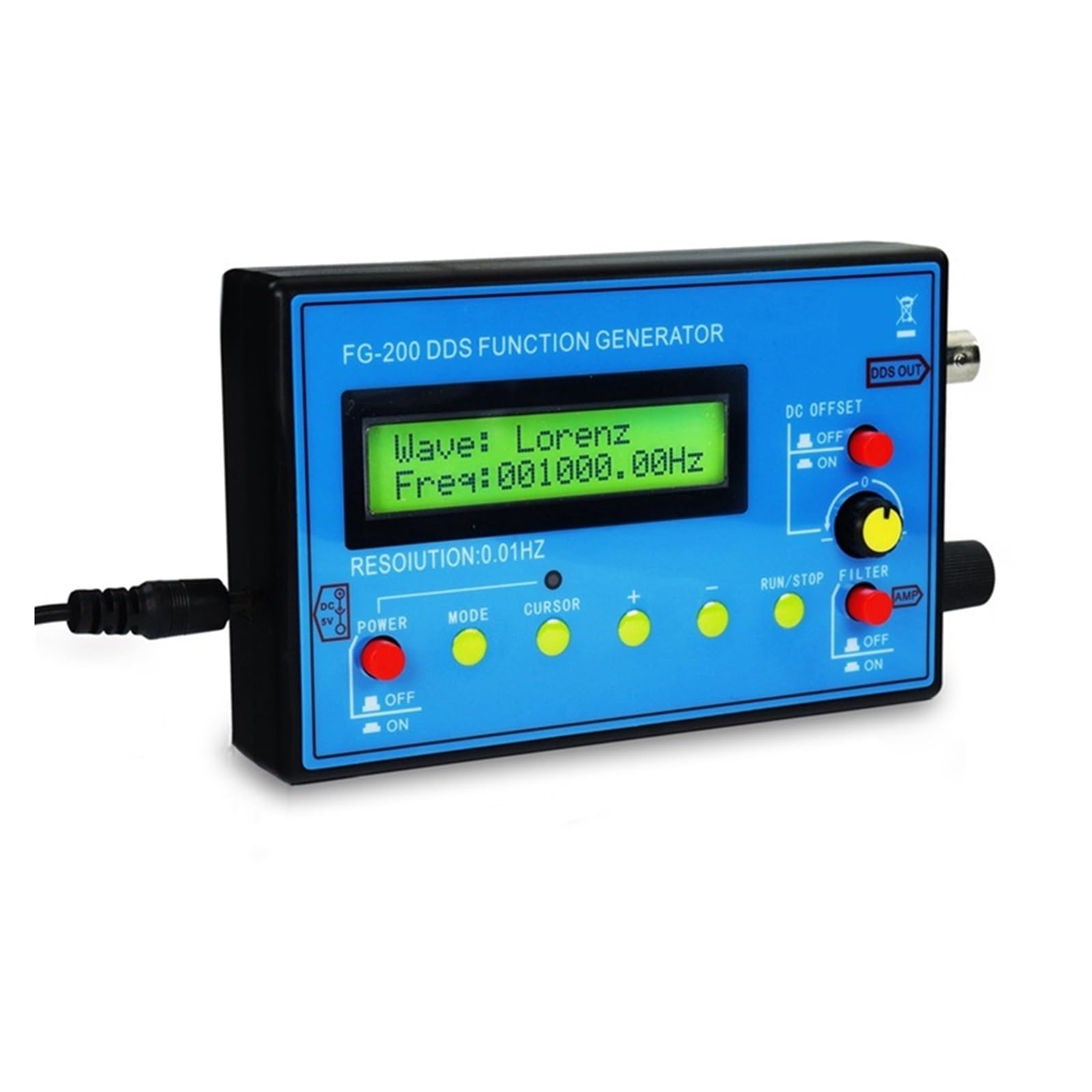 FG-200 Funkcja DDS Generator Sygnału Licznik Częstotliwości 0,01 Hz - 500 KHz Źródło Przebieg Sinusoidalny + Kwadratowy + Piłokształtny Stabilny Niezawodny
