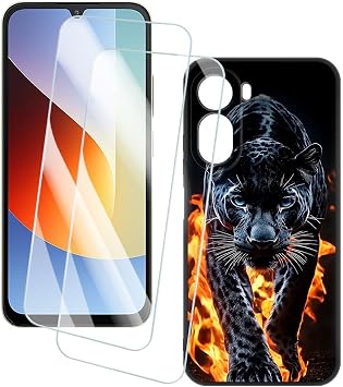 Redmi A7 Pro 4G Compatible Case & Tempered Glass - Cheetah