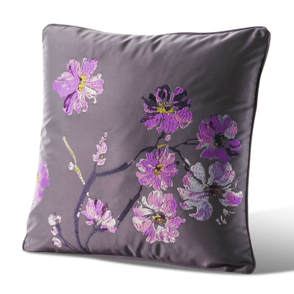Oreiller fleur brodée de jardin coussin canapé fibres soie taie oreiller 45x45