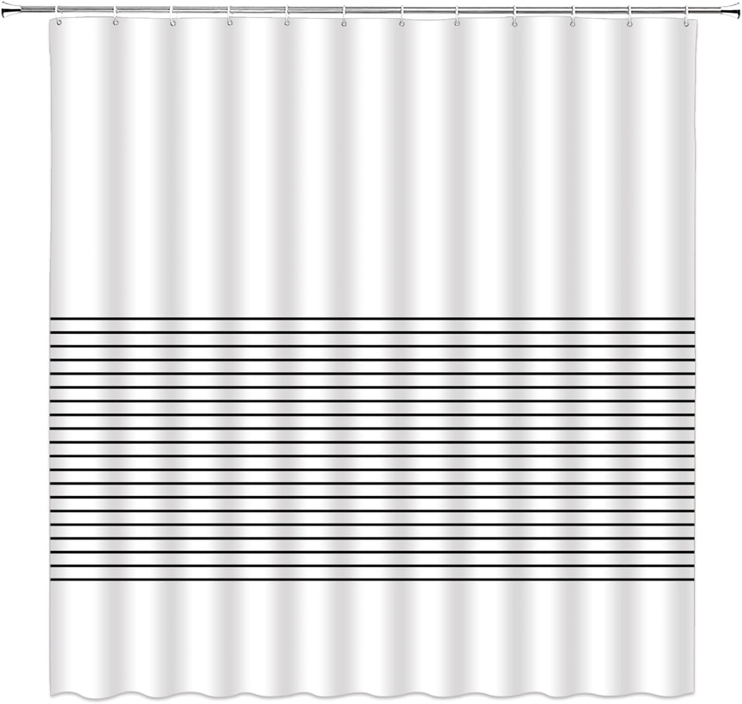 Striped Shower Curtain Black and White Stripes Modern Simple Boho Fabric Bathroom Curtains Decor Set with Hook(180" Wx70 H)