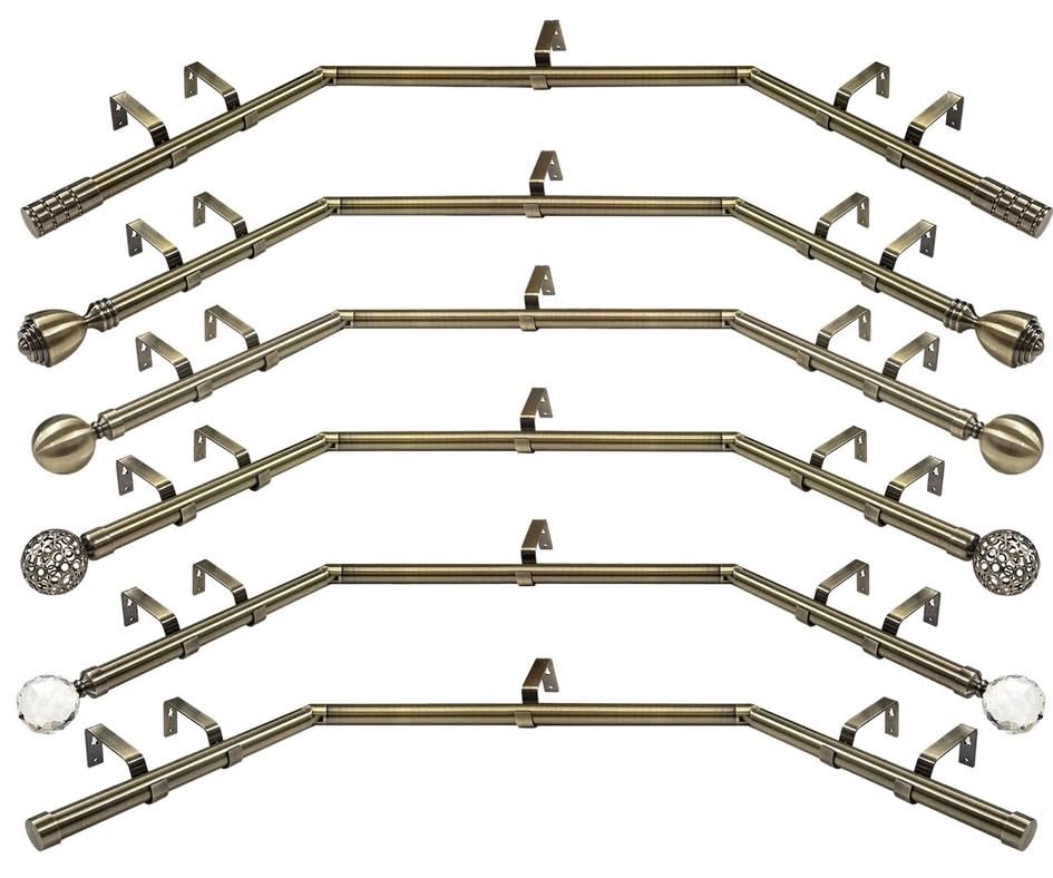 Bay Window Curtain Rod, 3-Sided 28mm Eyelet Design, Antique Brass Finish, Multiple Sizes (Antique Brass Vienna, 3.9m (1 x 1.9m & 2 X 1m Poles))