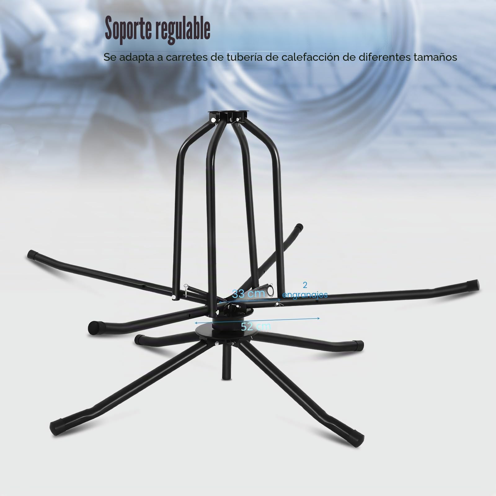 Enrollador de tubos, doble rodamiento para calefacción por suelo radiante, máx. 200 kg, plegable, desenrollador de cables, desenrollador de tubos, tubo de calefacción por suelo radiante con bolsa de