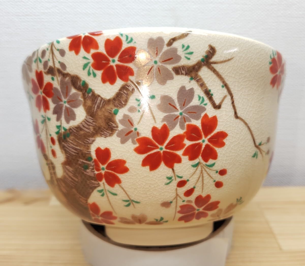 Amazon.co.jp: 逢絢亭・茶道具 茶碗 美濃焼 仁清 枝垂れ桜の絵 宮地英