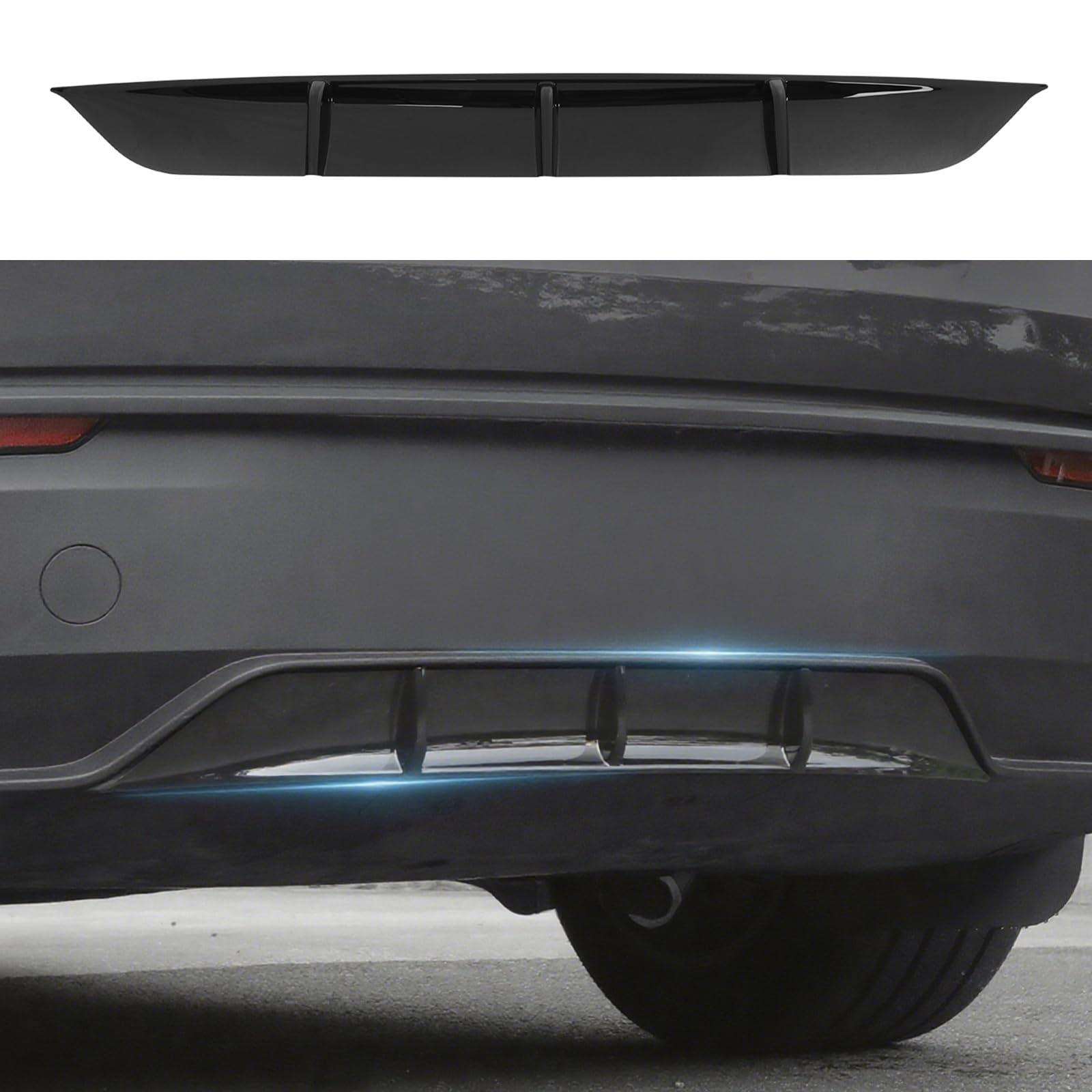 Difusor de Parachoques Trasero para Tesla Model Y 2025 2026 Juniper, ABS alerón Inferior para Tesla Accesorios de modificación de Coche, Negro Brillante (Not fit 2026 Standard)