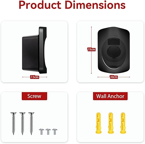 Miniatura 2 de MCEVKELN Soporte para cargador EV J1772, base para boquilla para cargador de automóvil, soporte para cables, montaje en pared, tornillos, SAE J1772,