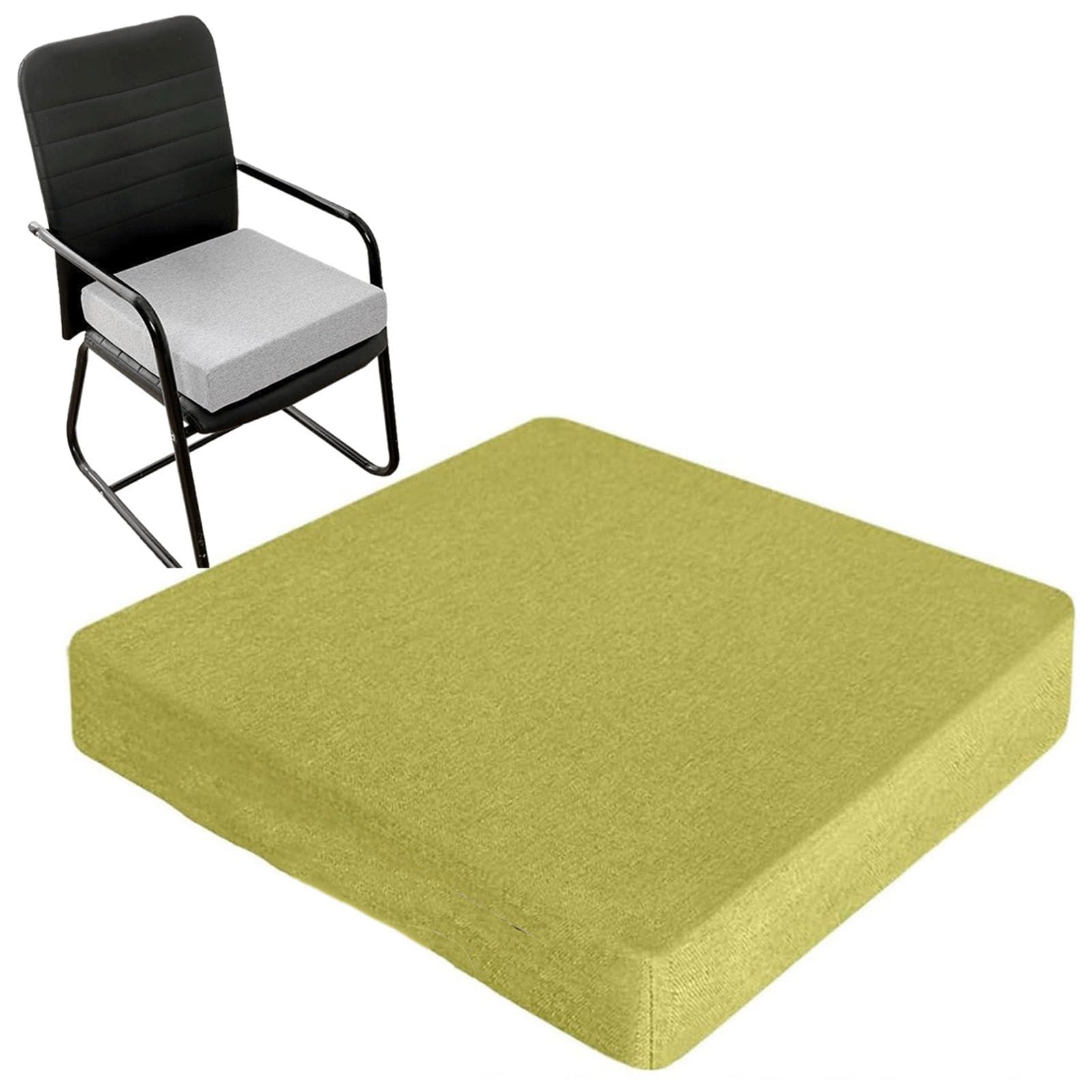 Genérico Cojín De Silla para Asiento Elevador Cojín, Cojín De Asiento con Cojín De Suelo Grueso Antideslizante,para Adultos Al Aire Libre, para Oficina, Silla De Ruedas,Verde,50x50x15cm