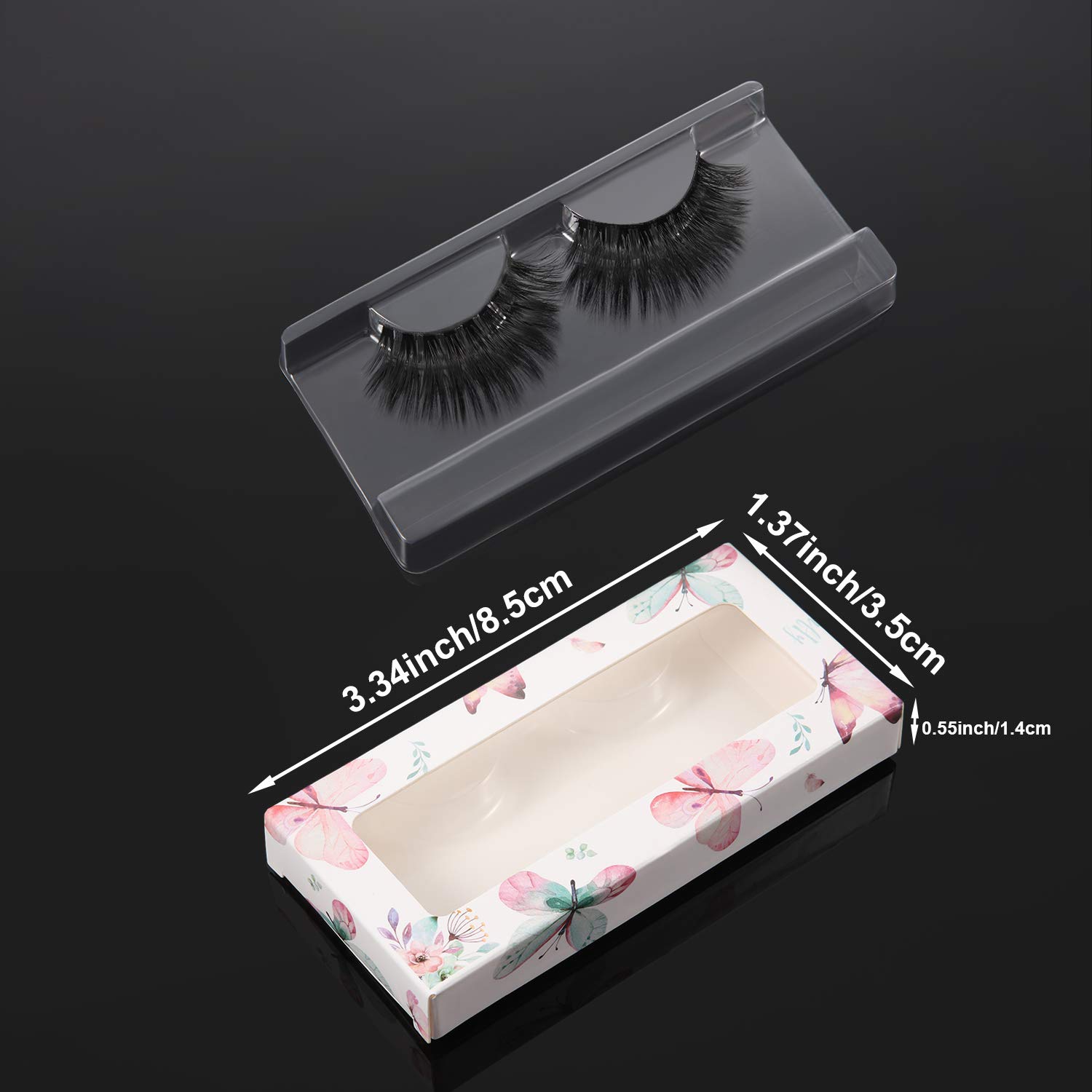 100 Pieces Empty Eyelashes Packaging Box and Tray,50 Pieces Empty False Eyelash Box with 50 Pieces Eyelash Tray Kit Eyelash Packaging Box Lash Case Holder for Women Girls (Flower Butterfly)