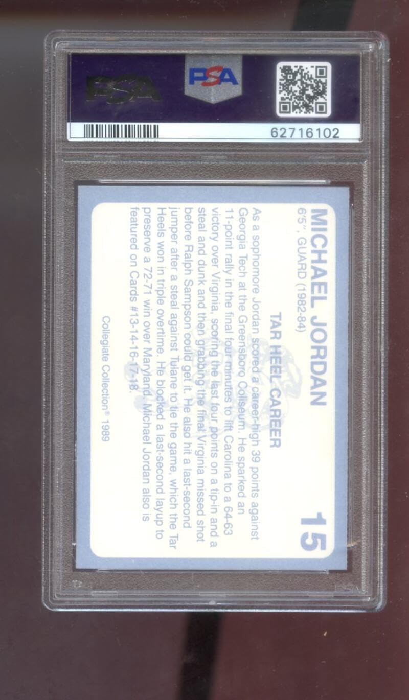 1989-90 North Carolina Collegiate Collection #15 Michael Jordan PSA 9 Graded Basketball Card 89-90 1989-1990 Tar Heels