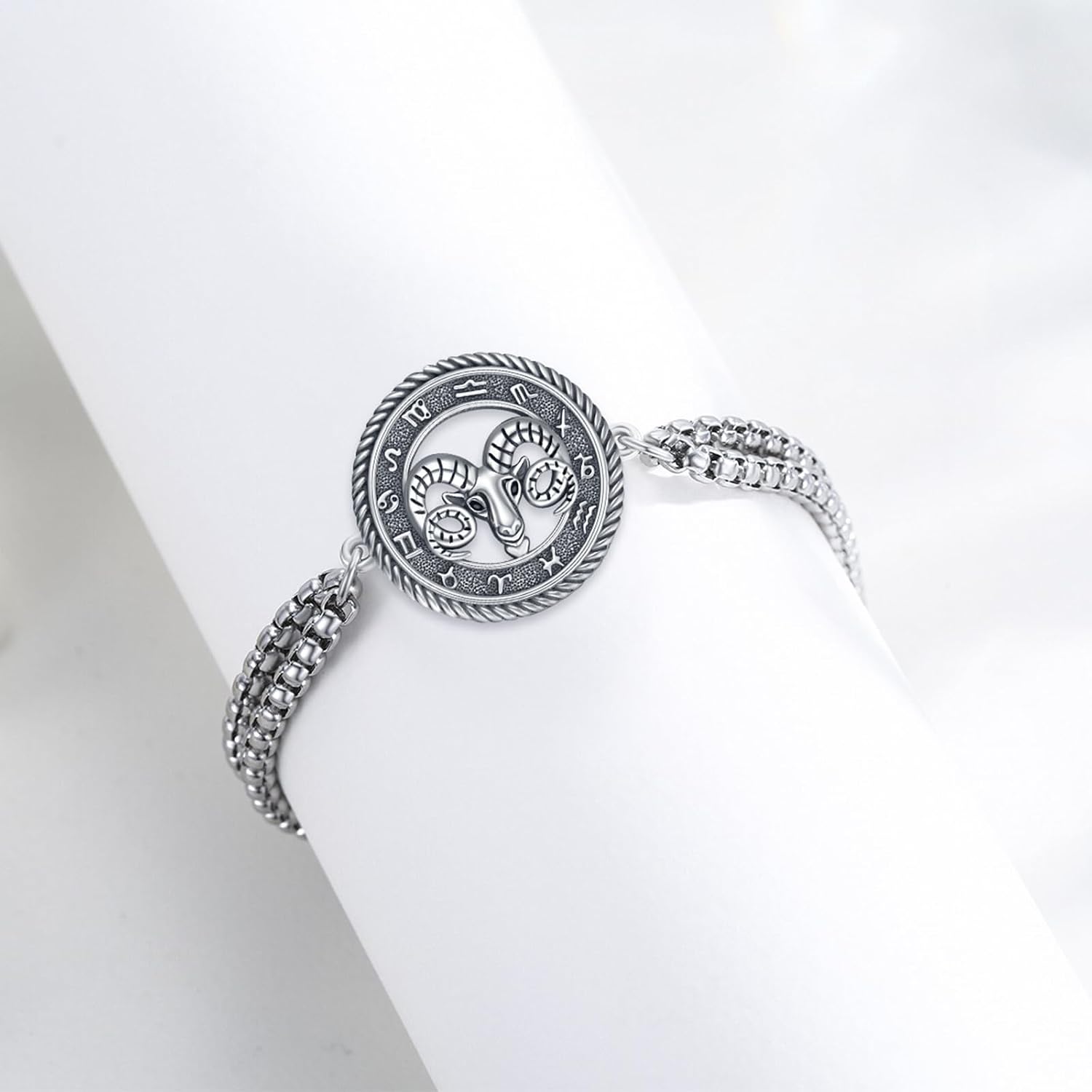REDSUN 925 Sterling Silver Zodiac Bracelet for Men Women Zodiac Bracelet Adjustable Astrology Horoscope Jewelry for Birthday Valentines Day Gifts, with Stainless Steel Chain