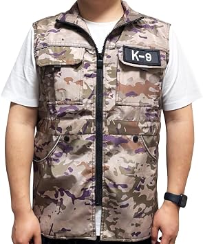 La La Pet Camouflage Dog Trainer Vest Multi-Pockets Adjustable Waist Drawstring Pet Training Jacket Handler Clothes for Small Medium and Large Dogs Outdoor Activities L
