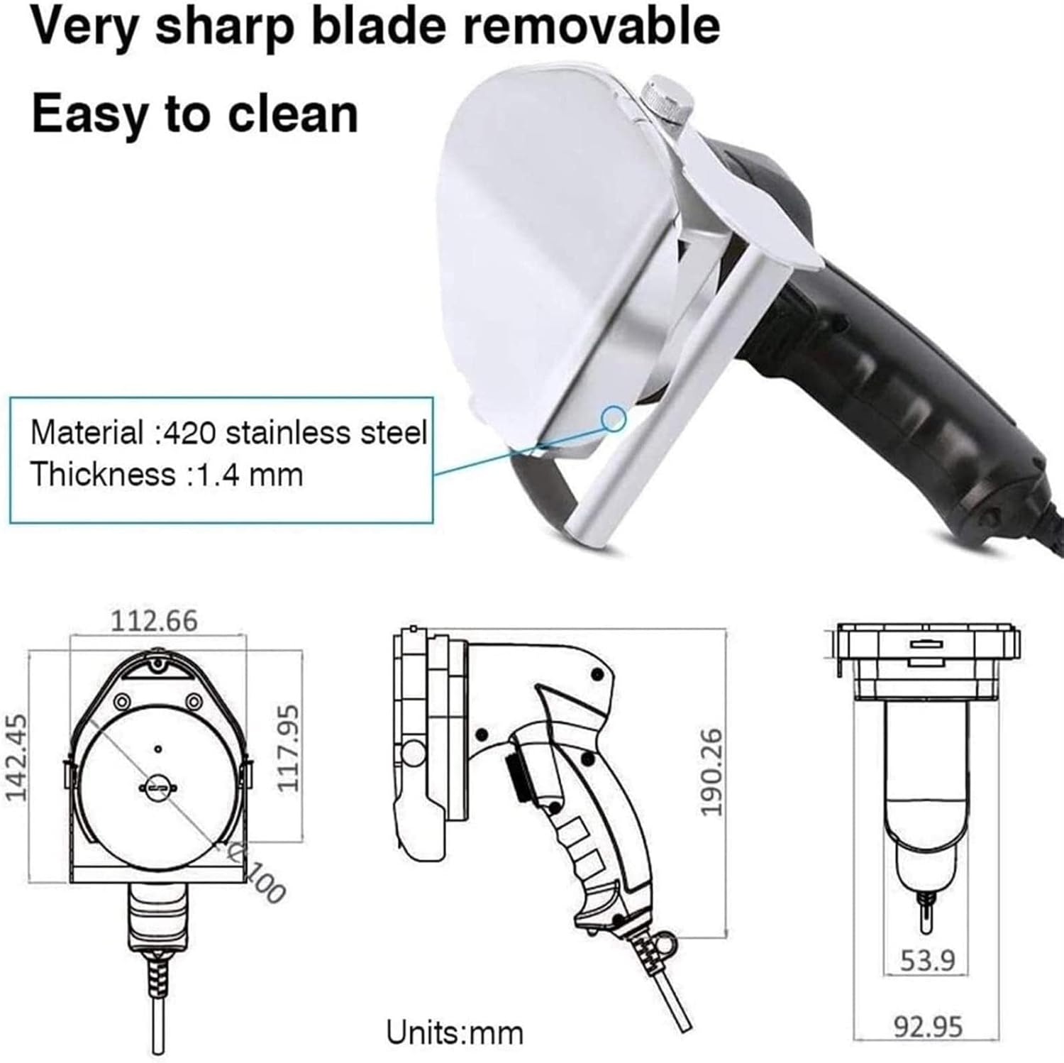 80w Electric Knife, Electric Kebab Meat Slicer for Cutting Turkish Kebab Lamb Turkey,Black