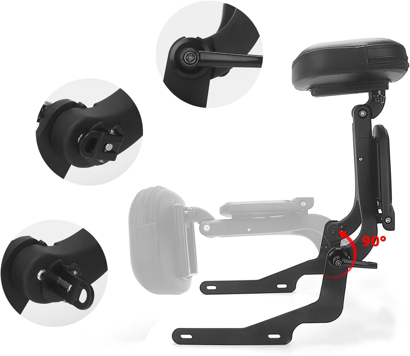 Motorcycle Backrest Sissy Bar For Driver & Passenger Adjustable Backrest Pad, Luggage Rack Fits For Harley Nightster RH 975 Special RH975S 2022 2023 2024 (Black)