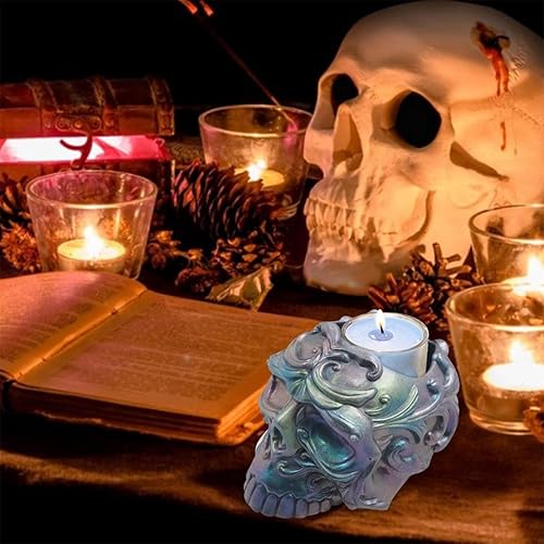 Miniatura 5 de Voyyphixa Moldes de calavera para resina epoxi, molde de resina de cabeza de cráneo, molde de silicona fantasma, molde de resina de molde de